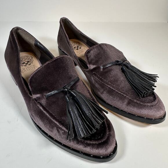 Vince Camuto Shoes - Vince Camuto Vero Cuoio Plum Velvet Loafers Tassle Studded Sz 8, Eu 38